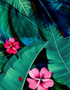 Rainforest Jungle Tropical Wallpaper. Green Flowers and Palm Tree Leaves Design. #6357