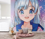Cute Girl Anime Wall Mural. Japanese Style Animation Design. #6360
