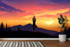 Yoga Meditating On Top of Mountain View Wall Mural. Calm Sunrise Design Peel and Stick Wallpaper. #6364