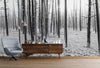 Black and White Forest Landscape Wall Mural. Peel and Stick Wallpaper. #6365