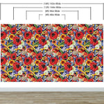 Colorful Blooming Flower Wall Mural. Tropical Floral Design Pattern Peel and Stick Wallpaper. #6370