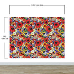 Colorful Blooming Flower Wall Mural. Tropical Floral Design Pattern Peel and Stick Wallpaper. #6370