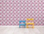 Pink Mermaid Wall Mural. Magical Cute Mermaid and Seahorse in Ocean Peel and Stick Wallpaper. #6371