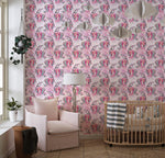 Pink Mermaid Wall Mural. Magical Cute Mermaid and Seahorse in Ocean Peel and Stick Wallpaper. #6371