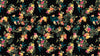 Tropical Flower Wall Mural. Paradise Botanical Flowers and Leave Black Background. #6372