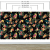 Tropical Flower Wall Mural. Paradise Botanical Flowers and Leave Black Background. #6372