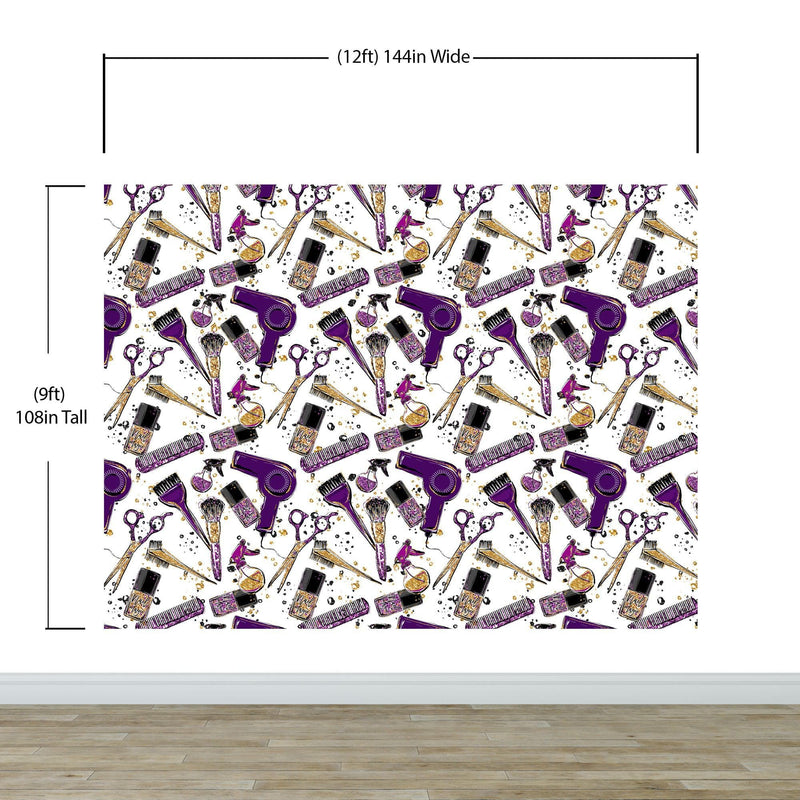 Cosmetic Beauty Room Wall Decor Mural. Fashionista Girl’s Room Decor. Makeup Vanity Decor. Peel and Stick Wallpaper. #6381