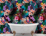Colorful Tropical Foliage Pattern Wall Mural. Peel and Stick Wallpaper. #6382