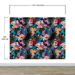 Colorful Tropical Foliage Pattern Wall Mural. Peel and Stick Wallpaper. #6382
