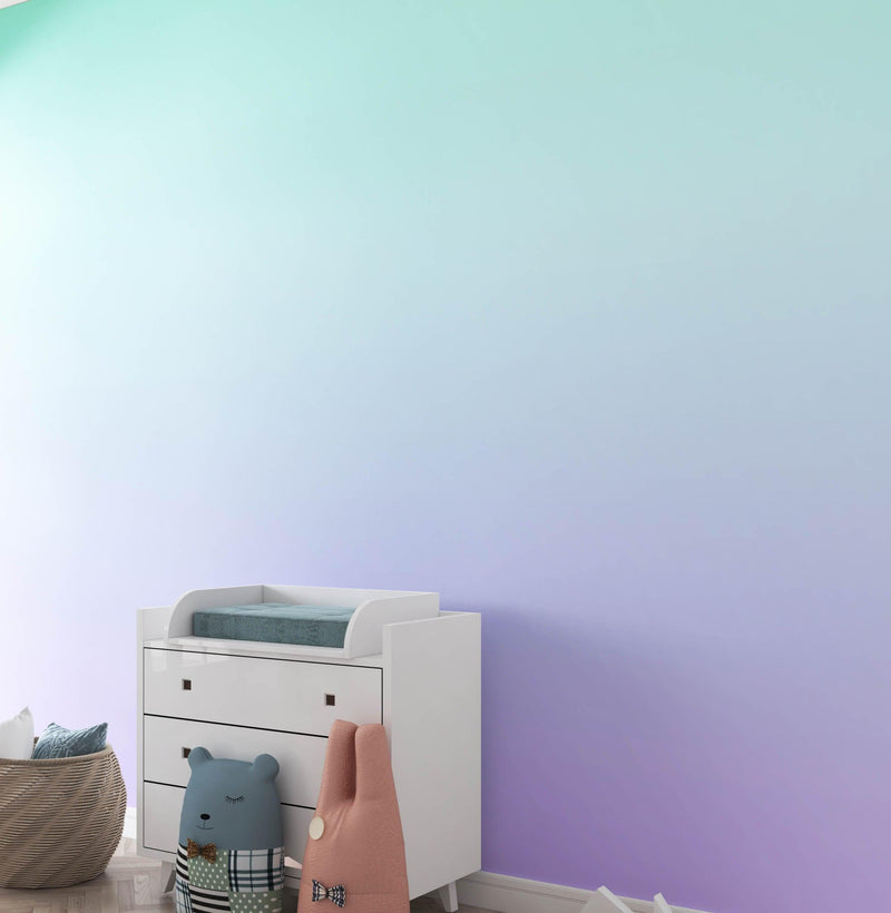 Pastel Color Wall Mural. Turquoise to Plum Purple Gradient Color Blend Design Wallpaper. #6385