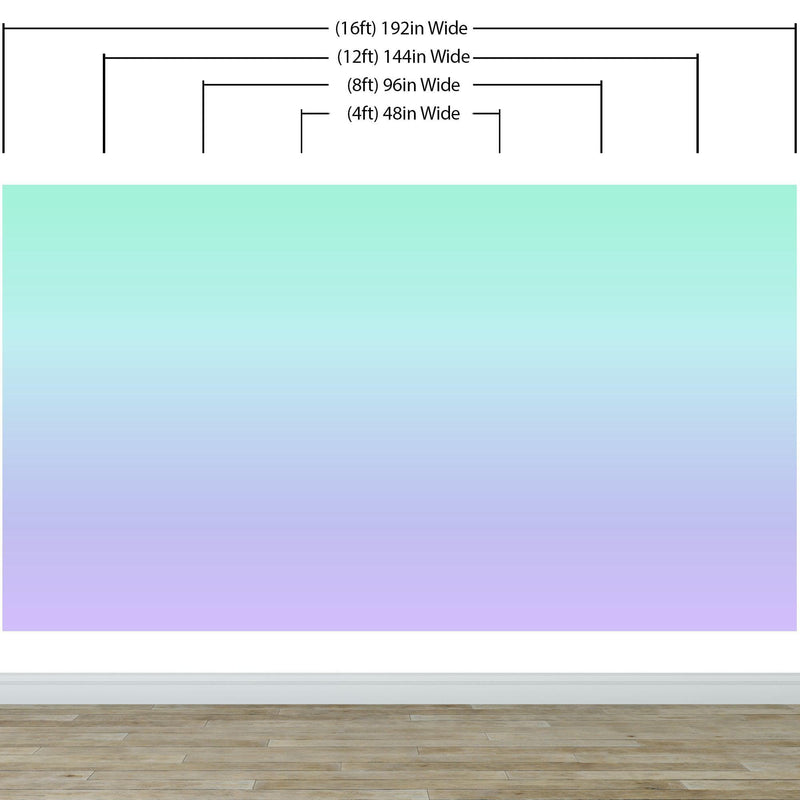 Pastel Color Wall Mural. Turquoise to Plum Purple Gradient Color Blend Design Wallpaper. #6385