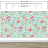 Mint Color Flower Pattern Wall Mural. Tropical Botanical Floral Peel and Stick Wallpaper. #6387