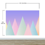 Geometric Triangular Mountain Wall Mural. Pastel Color Peel and Stick Wallpaper. #6388