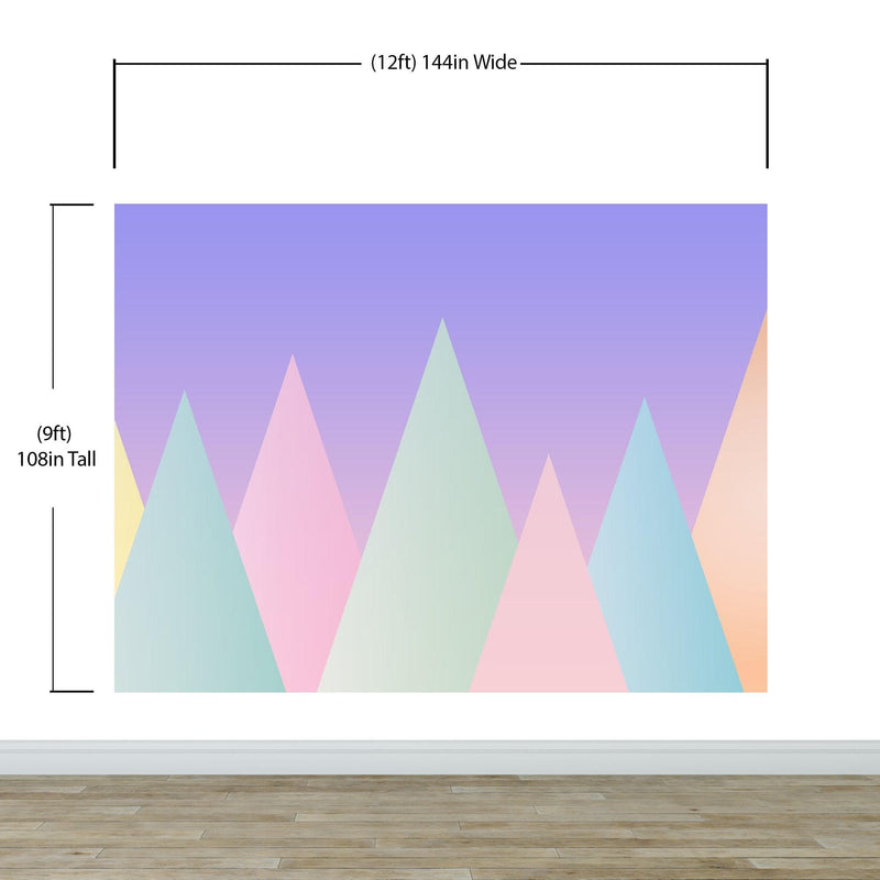 Geometric Triangular Mountain Wall Mural. Pastel Color Peel and Stick Wallpaper. #6388
