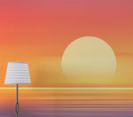 Orange Sunset Over Beach Wall Mural. Blurred Abstract Sunset Over Coastline. #6393