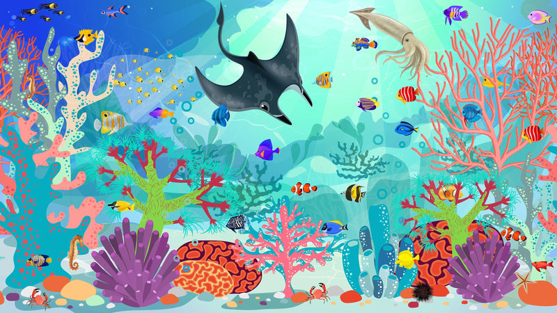 Aquarium Underwater Marine Sea Life Wall Mural. #6397