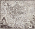 Vintage Old Map of Rome Italy Wall Mural. The Large Plan of Rome Peel and Stick Wallpaper. #6412