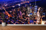 New York City Cyber Punk Synth Wave Wall Mural. 80’s Synth Wave Pop Style Bright Color Wallpaper. #6414