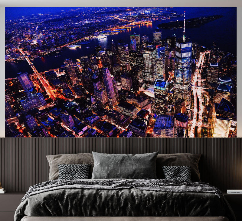 New York City Cyber Punk Synth Wave Wall Mural. 80's Synth
