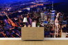 New York City Cyber Punk Synth Wave Wall Mural. 80’s Synth Wave Pop Style Bright Color Wallpaper. #6414