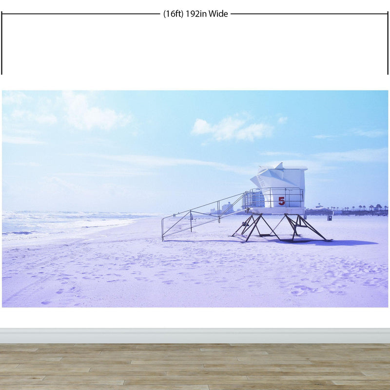 Lifeguard Tower on Pensacola Beach Wall Mural. Pastel Color Theme Peel and Stick Wallpaper. #6415