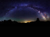 Milky Way Galaxy Stars Wall Mural. Starry Night Over Devils Tower National Monument Park. #6416