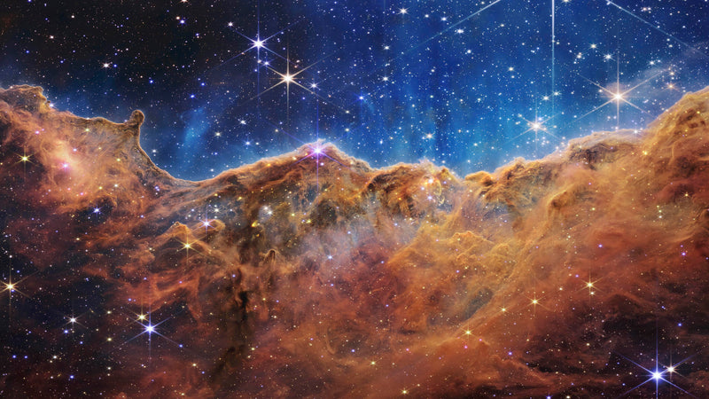 Cosmic Cliffs in the Carina Nebula Photo (NIRCam Image) from NASA, ESA, CSA, STScI. Galaxy Nebula Space Wall Mural | Peel and Stick Wallpaper.  #6421