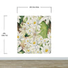 Botanical Flower Wall Mural. Color Pencil Artwork of Flower Garden Peel and Stick Wallpaper. Paradise Botanical Flowers and Leave Black Background. #6426