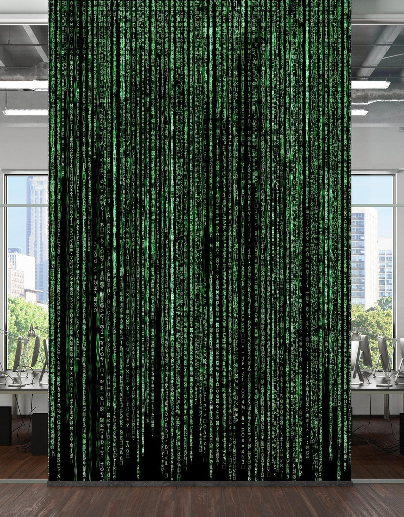 Computer Matrix Style Lines of Code Wall Mural. Science Fiction Decor. #6430