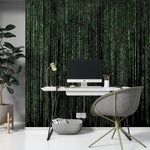 Computer Matrix Style Lines of Code Wall Mural. Science Fiction Decor. #6430