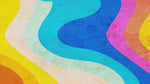 Abstract Retro Rainbow Color Curve Pattern Wall Mural. #6433
