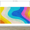 Abstract Retro Rainbow Color Curve Pattern Wall Mural. #6433