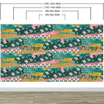 Pink Butterflies Abstract Pattern Wall Mural. Retro Pink Color Illustration Design. #6434