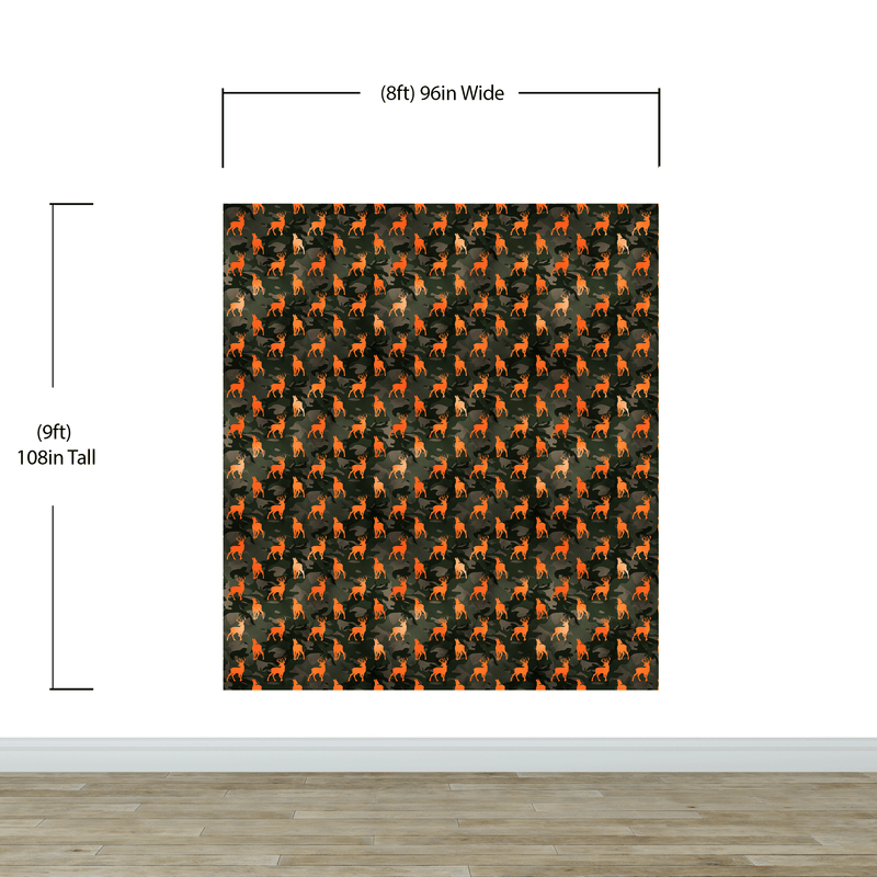 Deer Silhouette Camouflage Wall Mural. Military Theme / Hunter Home Decor. Peel and Stick Wallpaper. #6436
