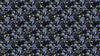 Blue and Black Color Flower Pattern Wall Mural. Tropical Botanical Floral Peel and Stick Wallpaper. #6437