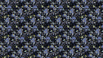 Blue and Black Color Flower Pattern Wall Mural. Tropical Botanical Floral Peel and Stick Wallpaper. #6437