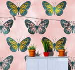 Large Butterfly Pattern on Pink Background Wall Mural. Bedroom, Nursery, Home Decor. Peel and Stick Wallpaper. #6441