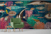 Vintage Retro Underwater Marine Sea Life Wall Mural. Beach / Nautical / Marine Life Theme Peel and Stick Wallpaper. #6442