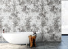 Vintage Flower Pattern Illustration Wall Mural. Black and White Peel and Stick Wallpaper. #6443