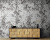 Vintage Flower Pattern Illustration Wall Mural. Black and White Peel and Stick Wallpaper. #6443