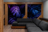 Tropical Wallpaper Blue and Purple Leaf Wall Mural on Dark Background #6445