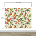 Pineapple Tropical Vibe Wall Mural. Hawaiian Theme Peel and Stick Wallpaper. Paradise Vibe Theme Decor. #6447