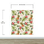 Pineapple Tropical Vibe Wall Mural. Hawaiian Theme Peel and Stick Wallpaper. Paradise Vibe Theme Decor. #6447