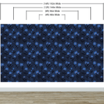 Blue Color Flower Wall Mural Pattern. Dark Navy Blue Background. #6451