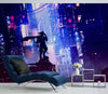 Japanese Samurai in Cyberpunk Futuristic City of Japan Wall Mural. #6452