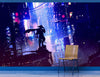 Japanese Samurai in Cyberpunk Futuristic City of Japan Wall Mural. #6452