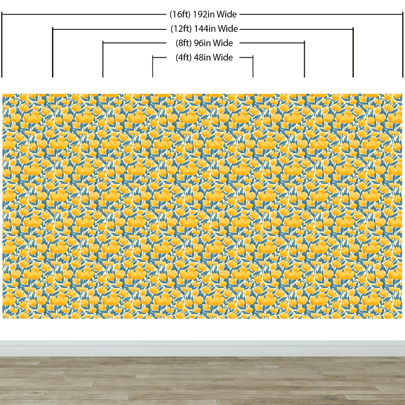 Yellow Floral Flower Background Pattern Wall Mural. #6456