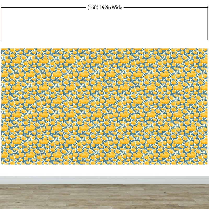 Yellow Floral Flower Background Pattern Wall Mural. #6456