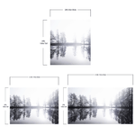 Foggy Woodland Wall Mural. Warm Grey Misty Forest Lakeview Peel and Stick Wallpaper. #6474