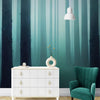 Foggy Forest Wall Mural. Emerald Green Mist Wallpaper. #6476